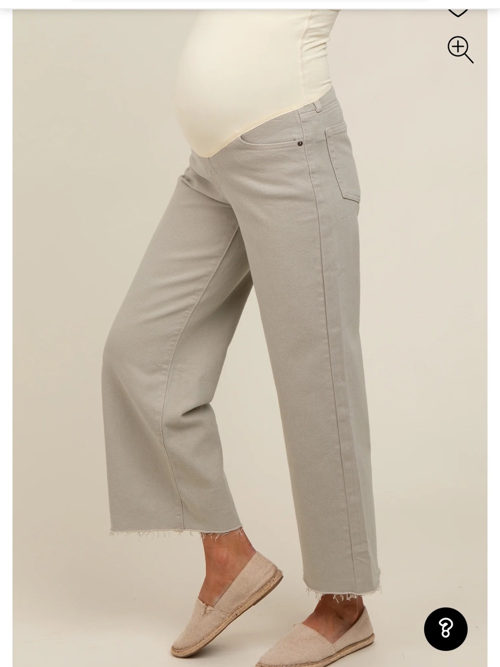 Pinkblush Wide Leg Maternity Pants in Light Taupe - Picture 2 of 6